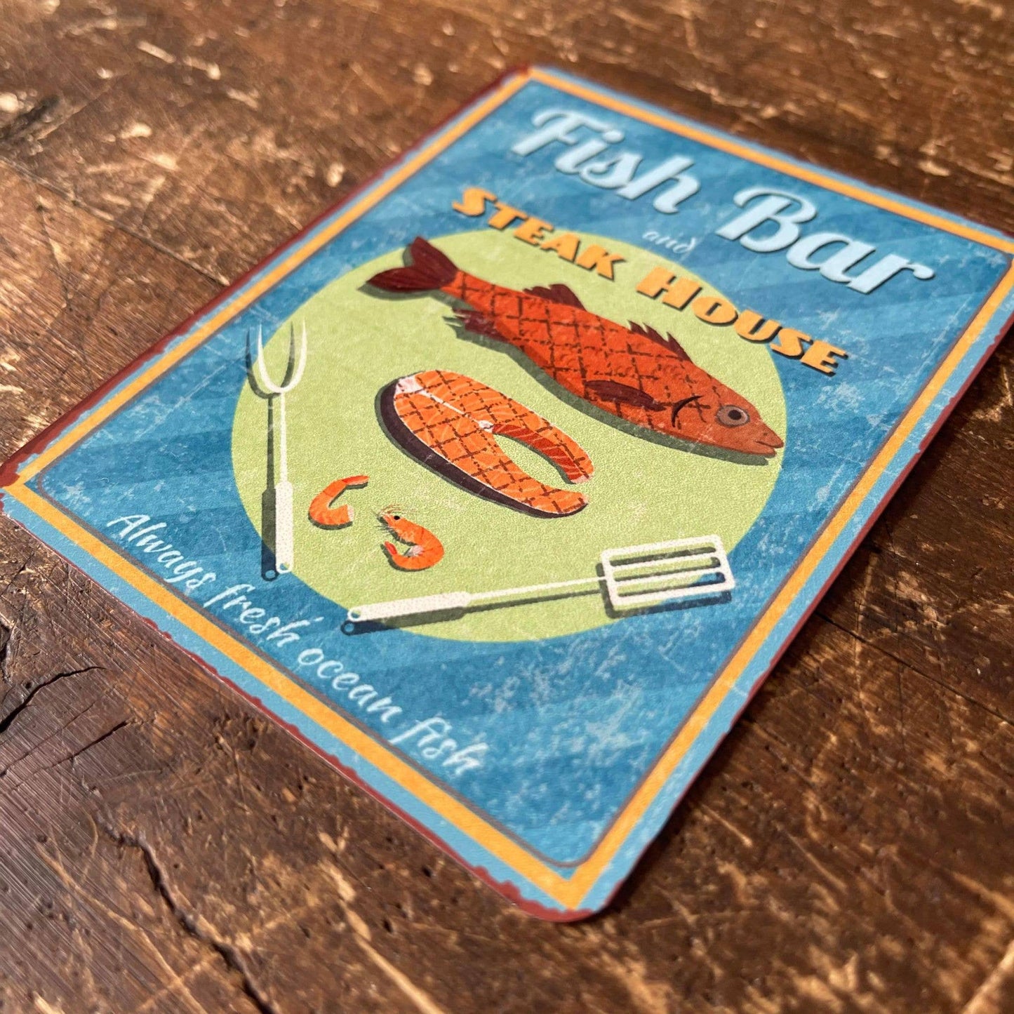 Fish Bar Steak House Meat | Metal Sign Plaque